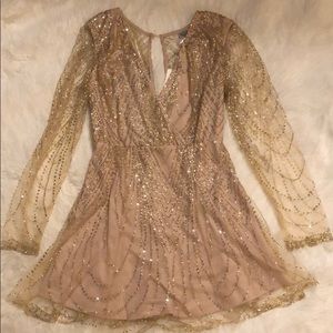 Champange/Gold Glitter Party Dress